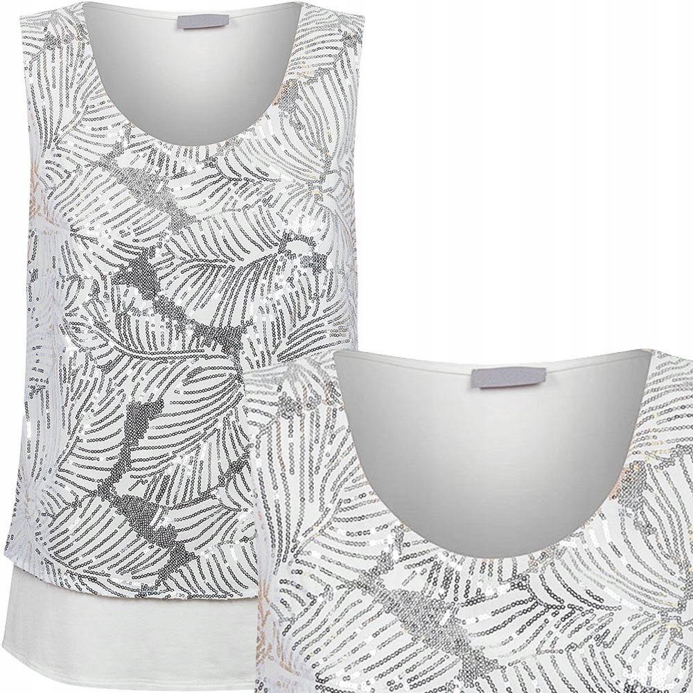 

C&a Nowa Biała Kobieca Bluzka Cekiny XXL 44