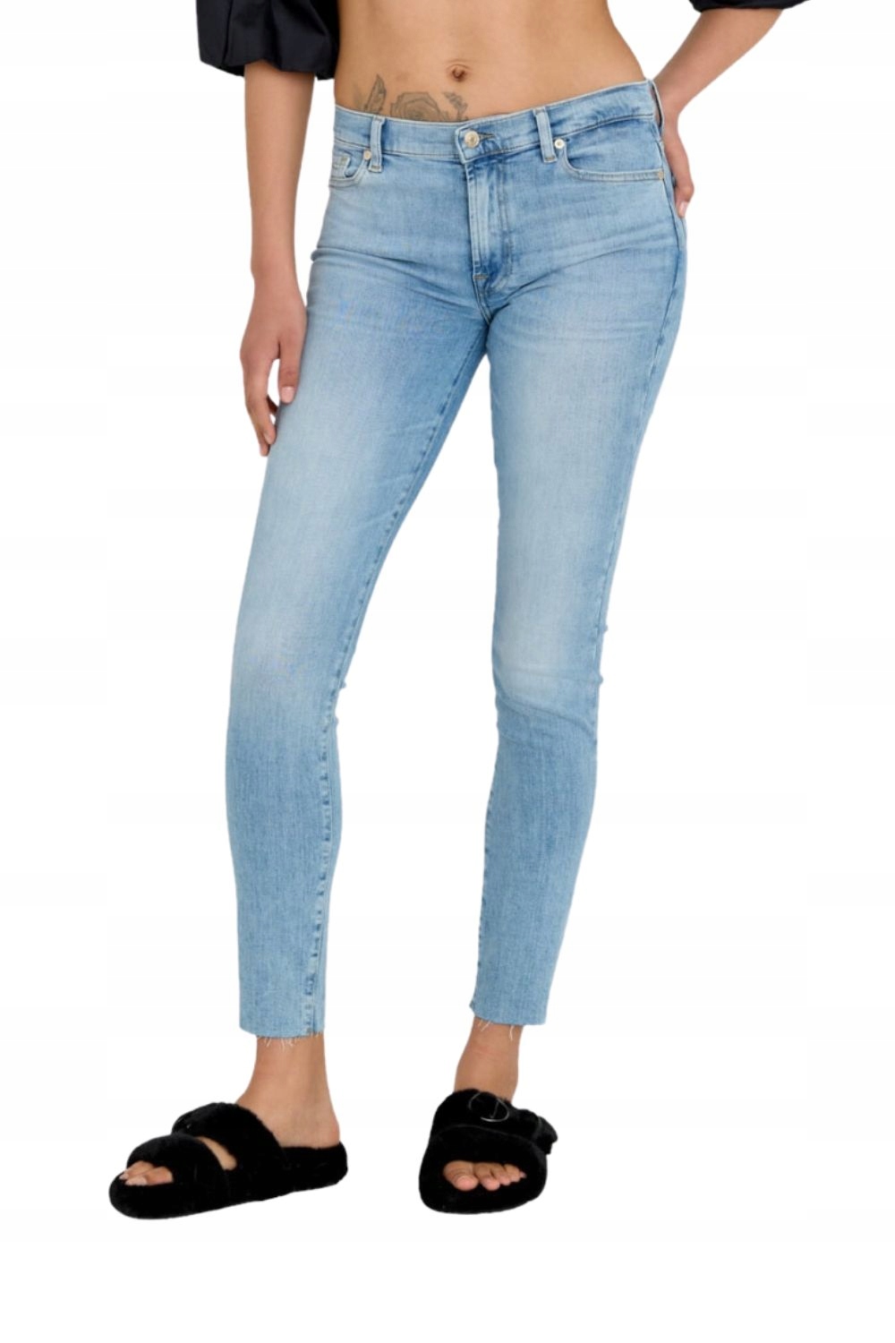 7 For All Mankind Světlé džíny s vysokým pasem Hw Skinny Slim Illusion 28