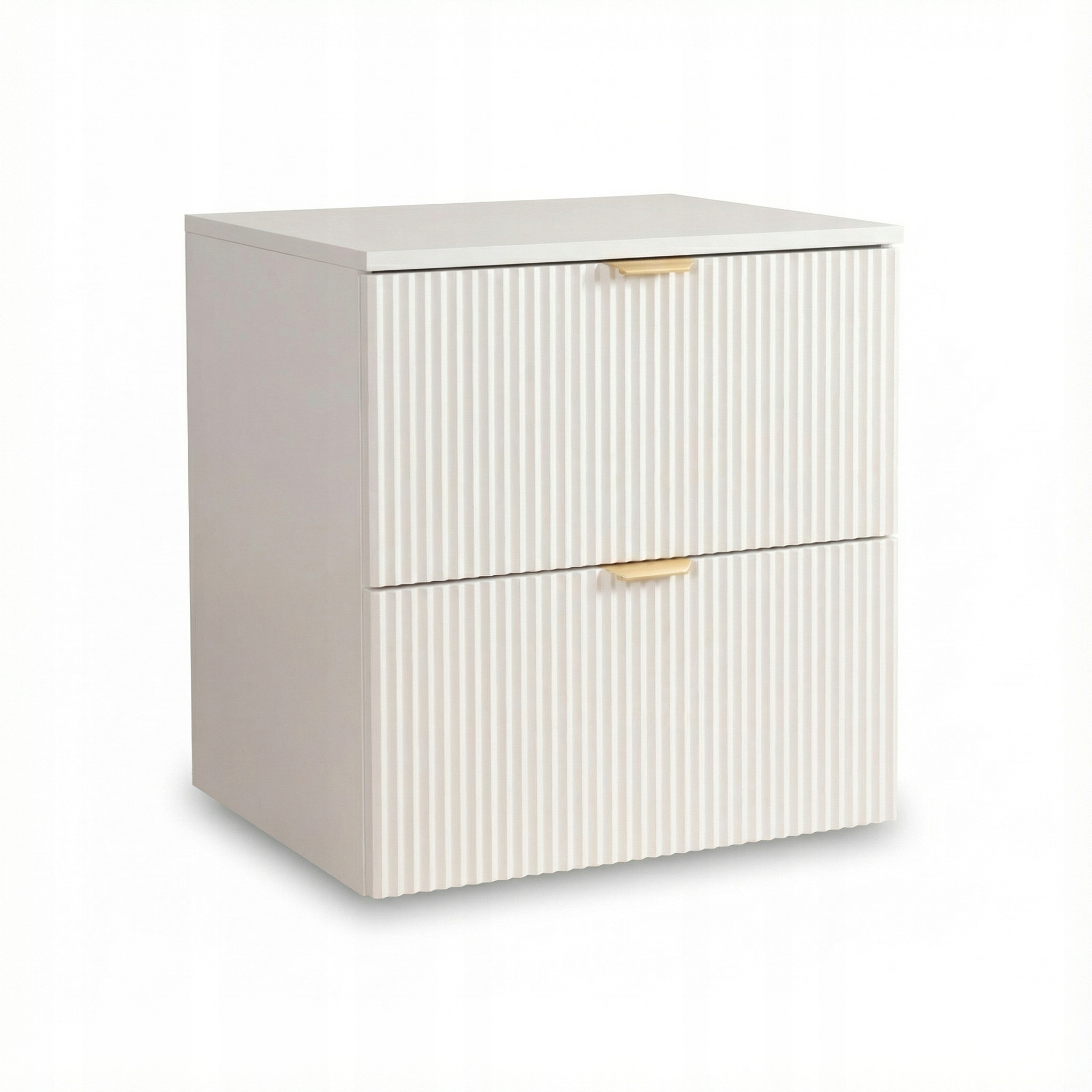 Skříňka pod umyvadlo 60 cm Bílá 2 rýhované zásuvky Willy