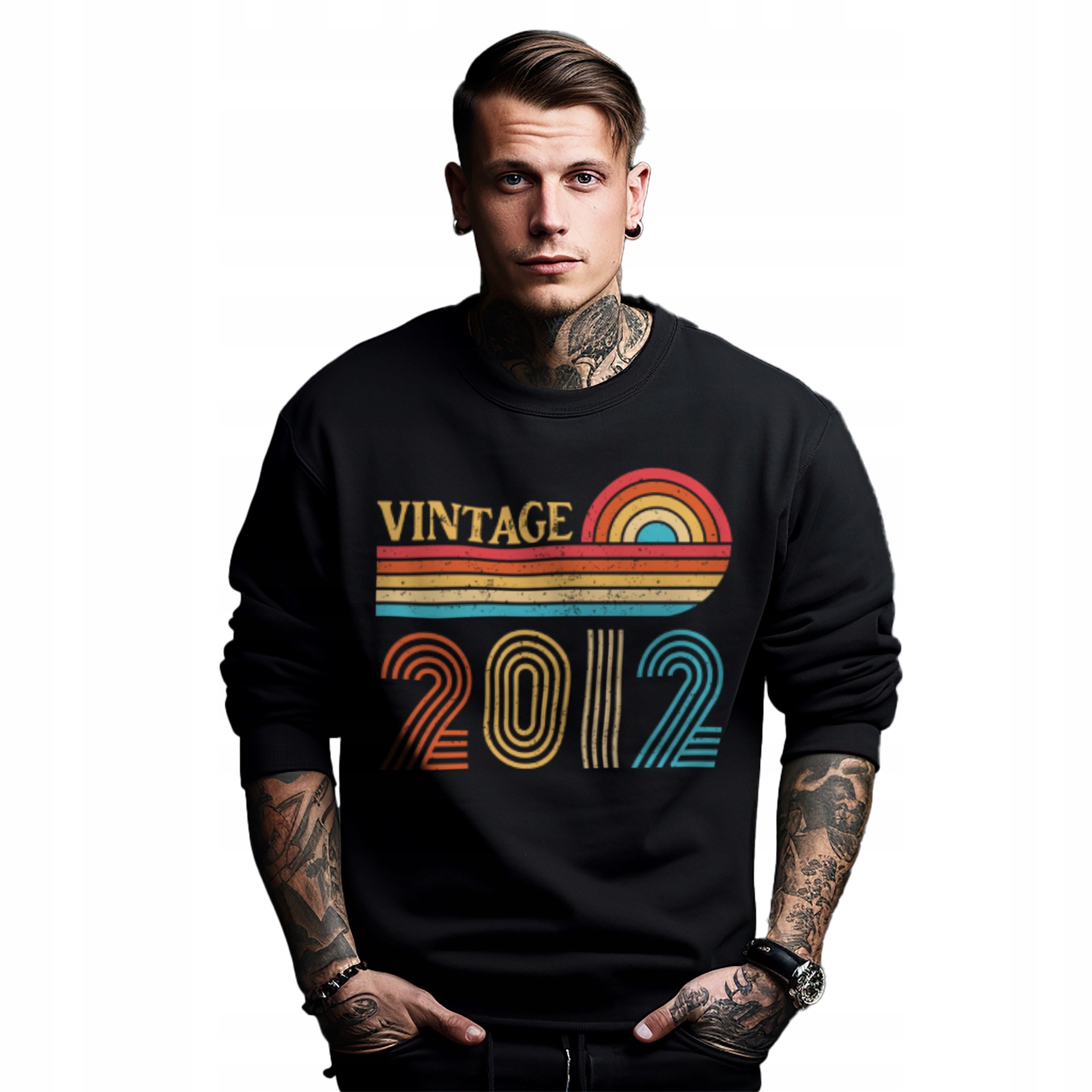 Mikina černá pánská s potiskem dárek k narozeninám, ročník Vintage 2012