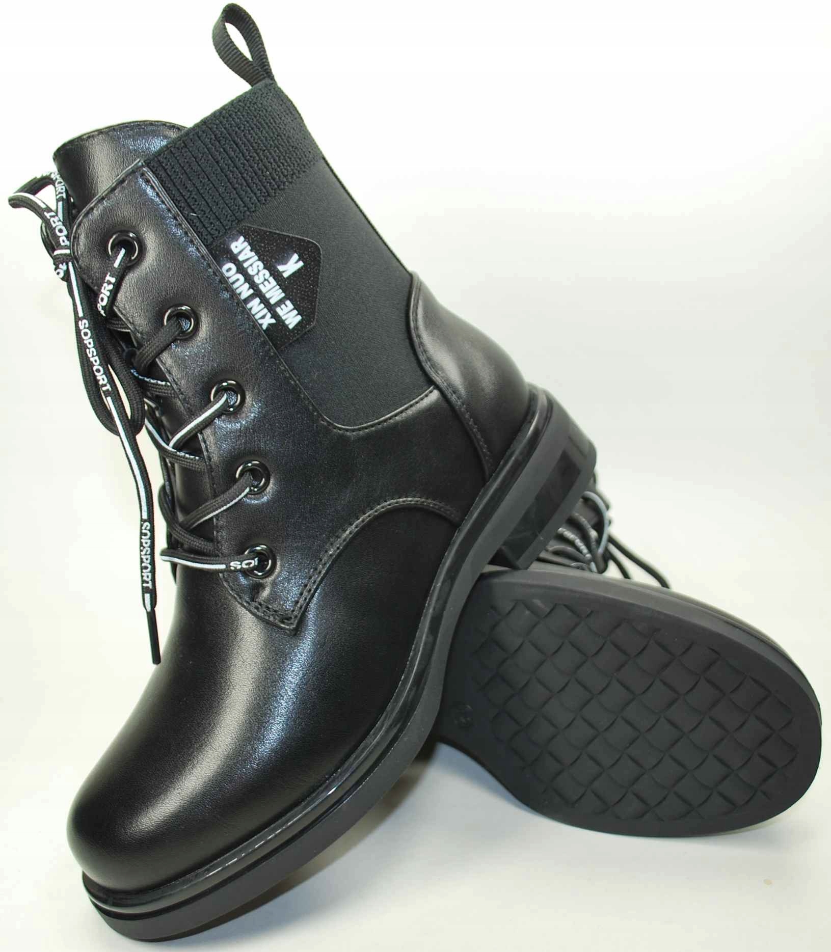 CZARNE dziewczęce ELEGANCKIE WYSOKIE BOTKI dla dziewczynki na suwak r 35 Rozmiar (new) 35