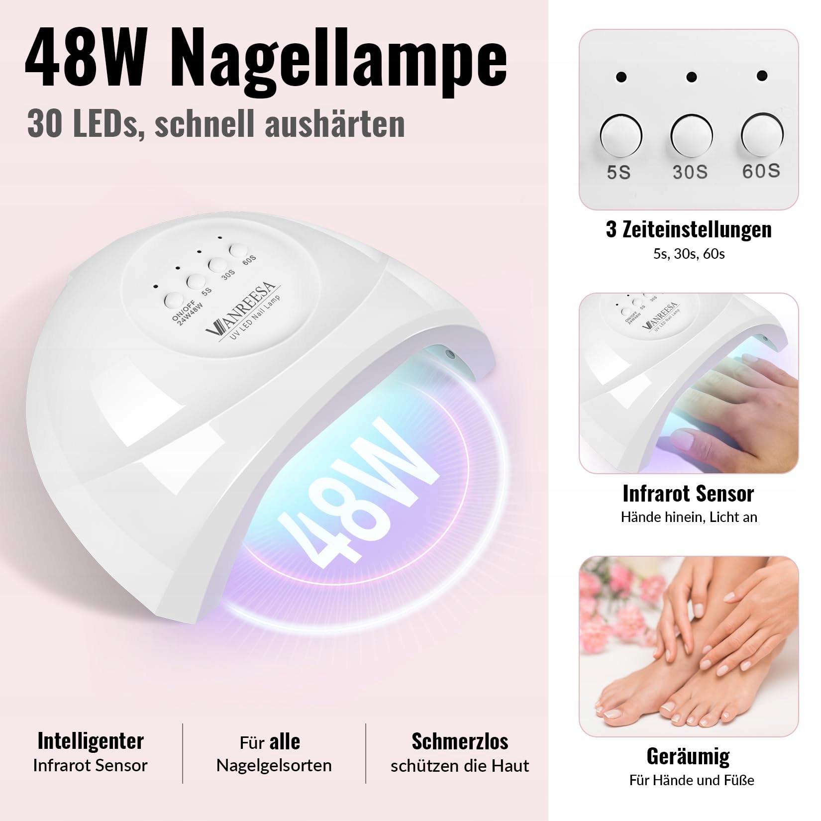 VANREESA Zestaw Lakierów UV 16 Kolorów z Lampą LED 48W do Manicure — miniatura 3