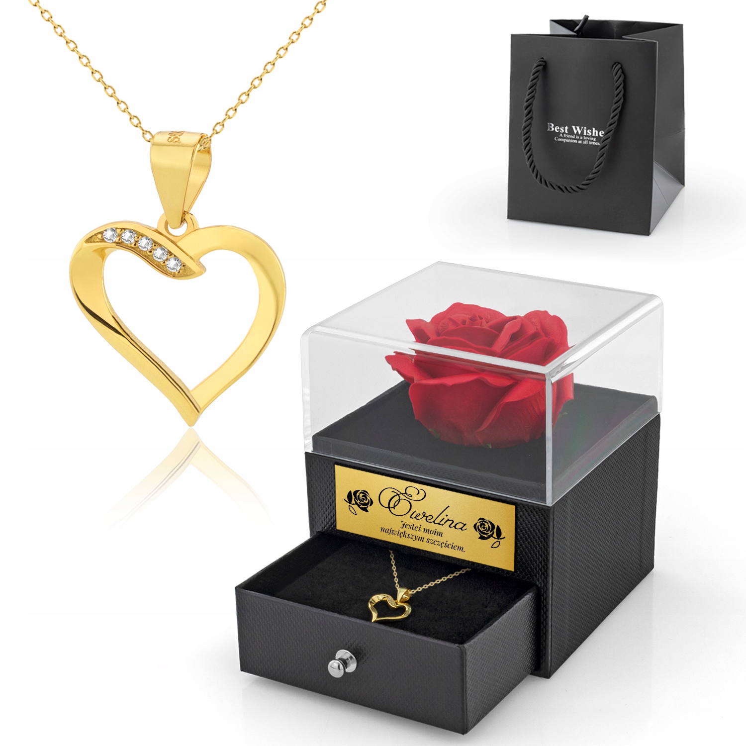 

Wieczna Róża Naszyjnik 925 złocony Grawer Urodziny