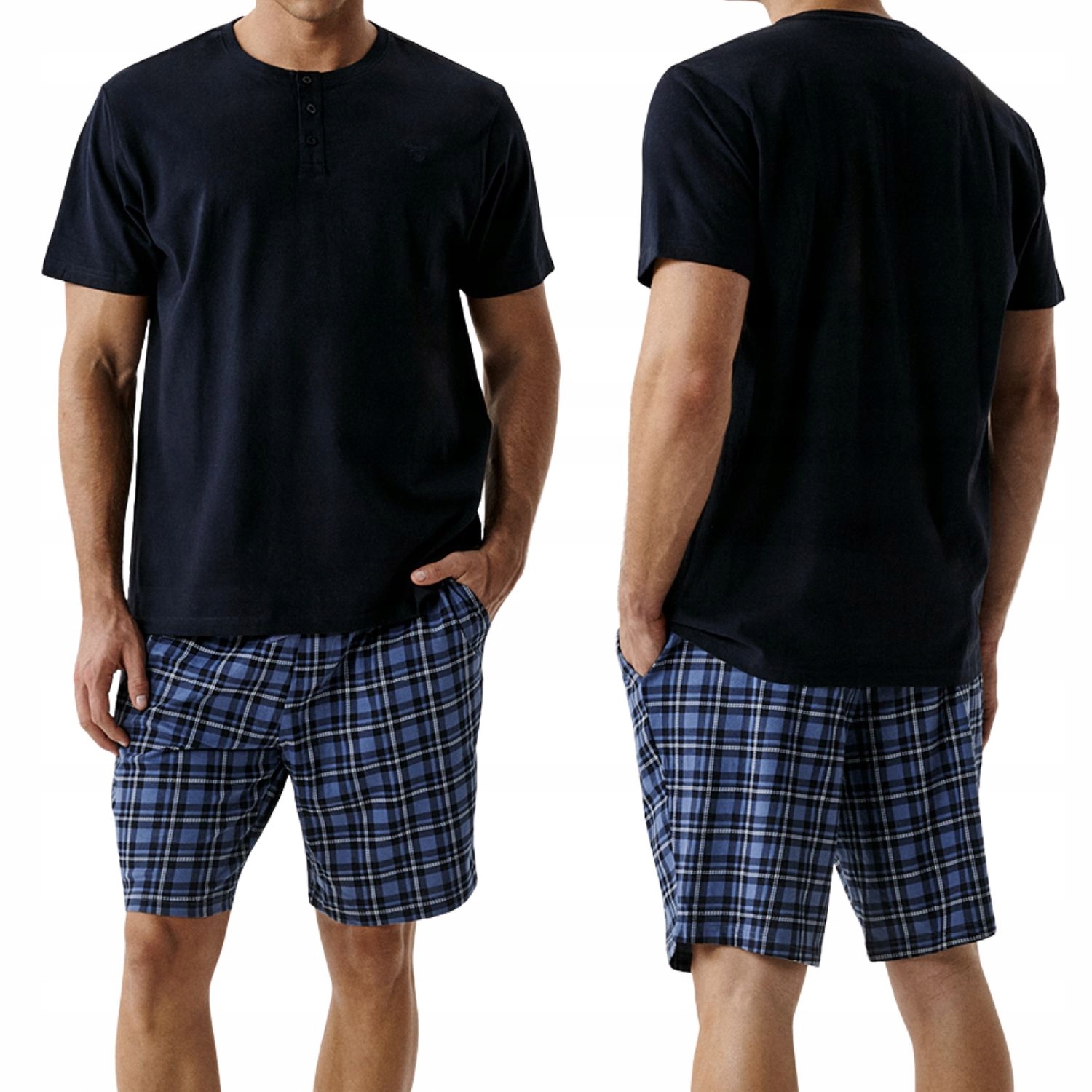 Pánské krátké pyžamo Atlantic NMP-401 námořnická modrá/denim L