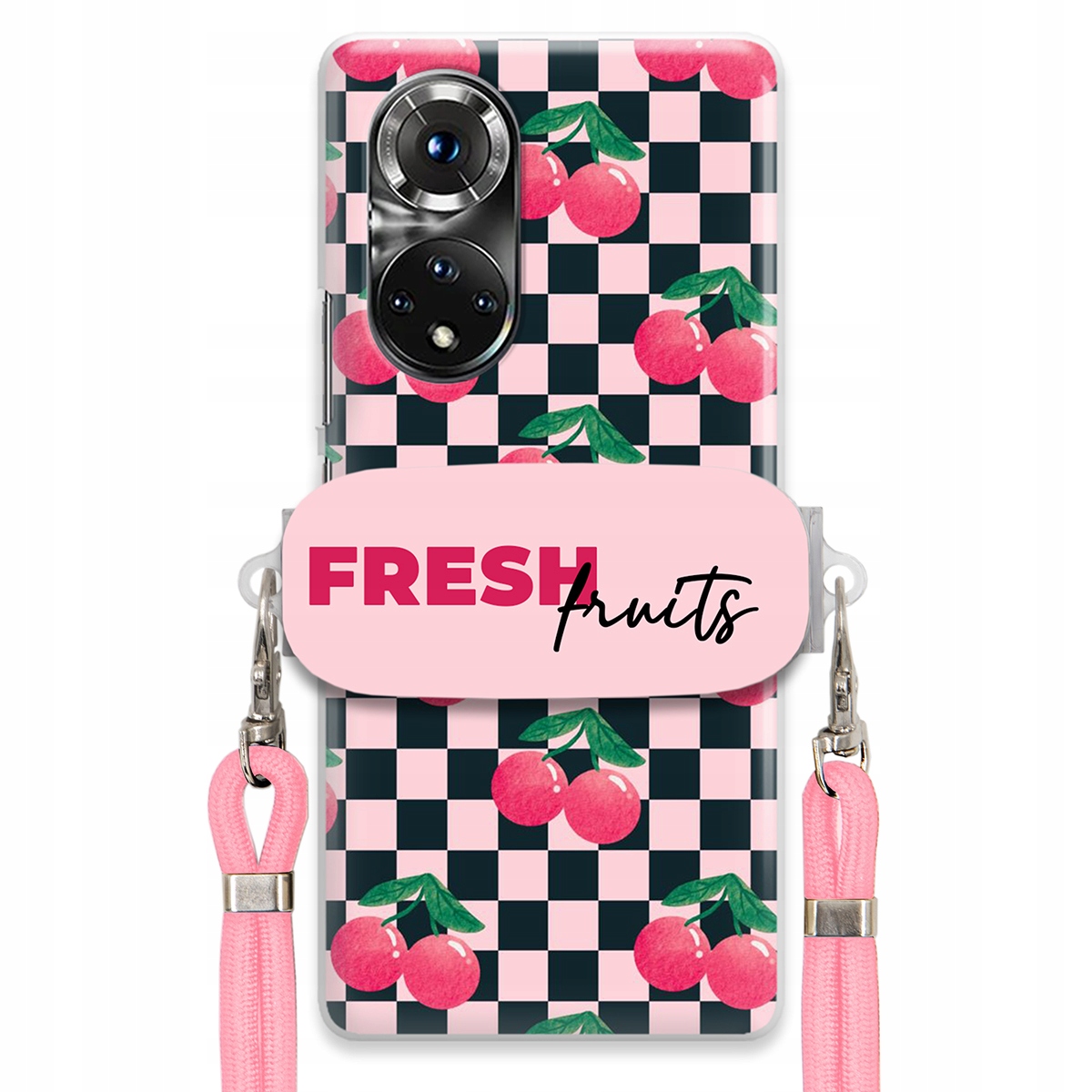Puzdro pre Huawei Honor 50 Pro Ružové vodítko funkčný držiak Fresh Fruits