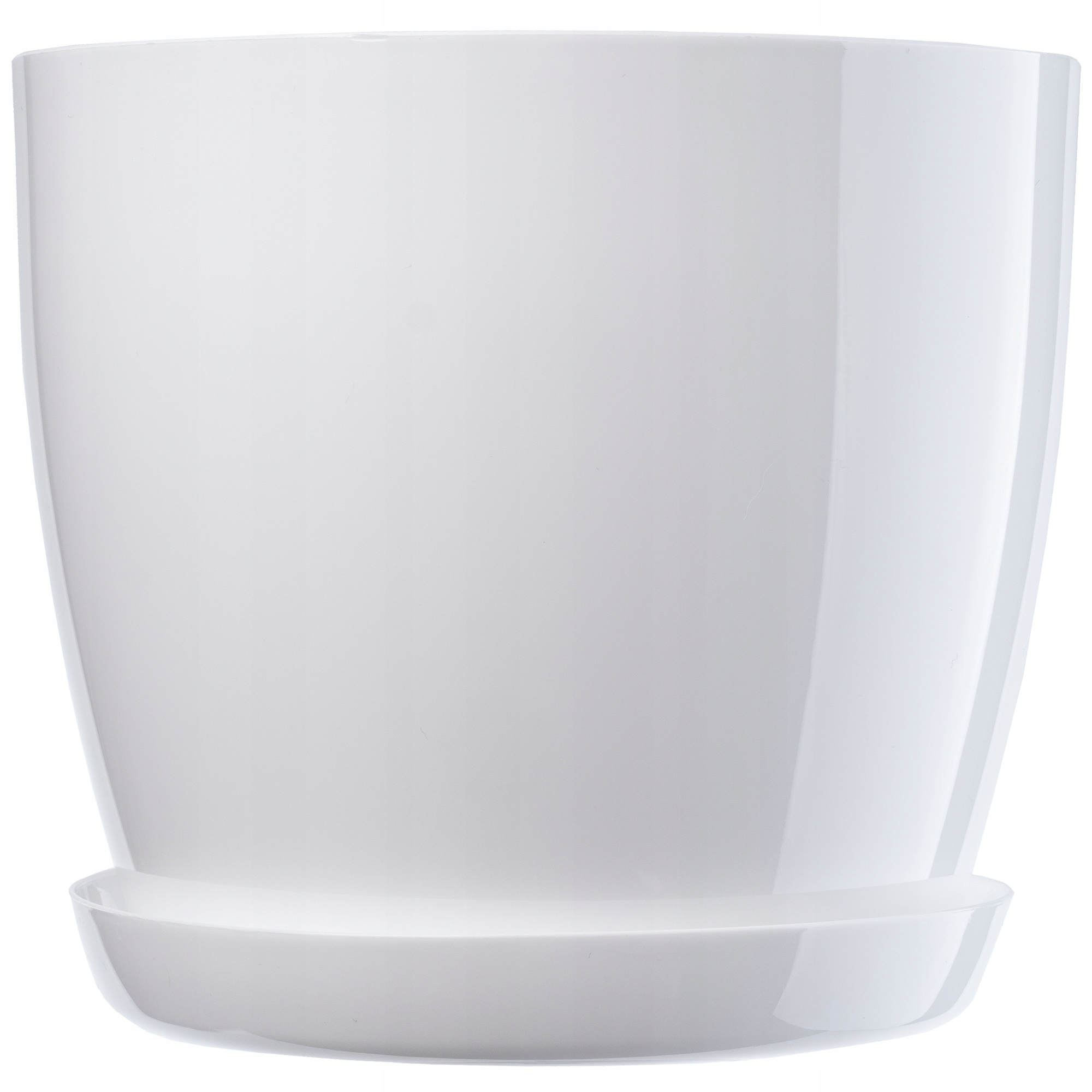 DONICZKA Z PODSTAWKĄ PLASTIKOWA OSŁONKA DONICA 14cm BIAŁA NA KWIATY KADAX Szerokość produktu 14 cm