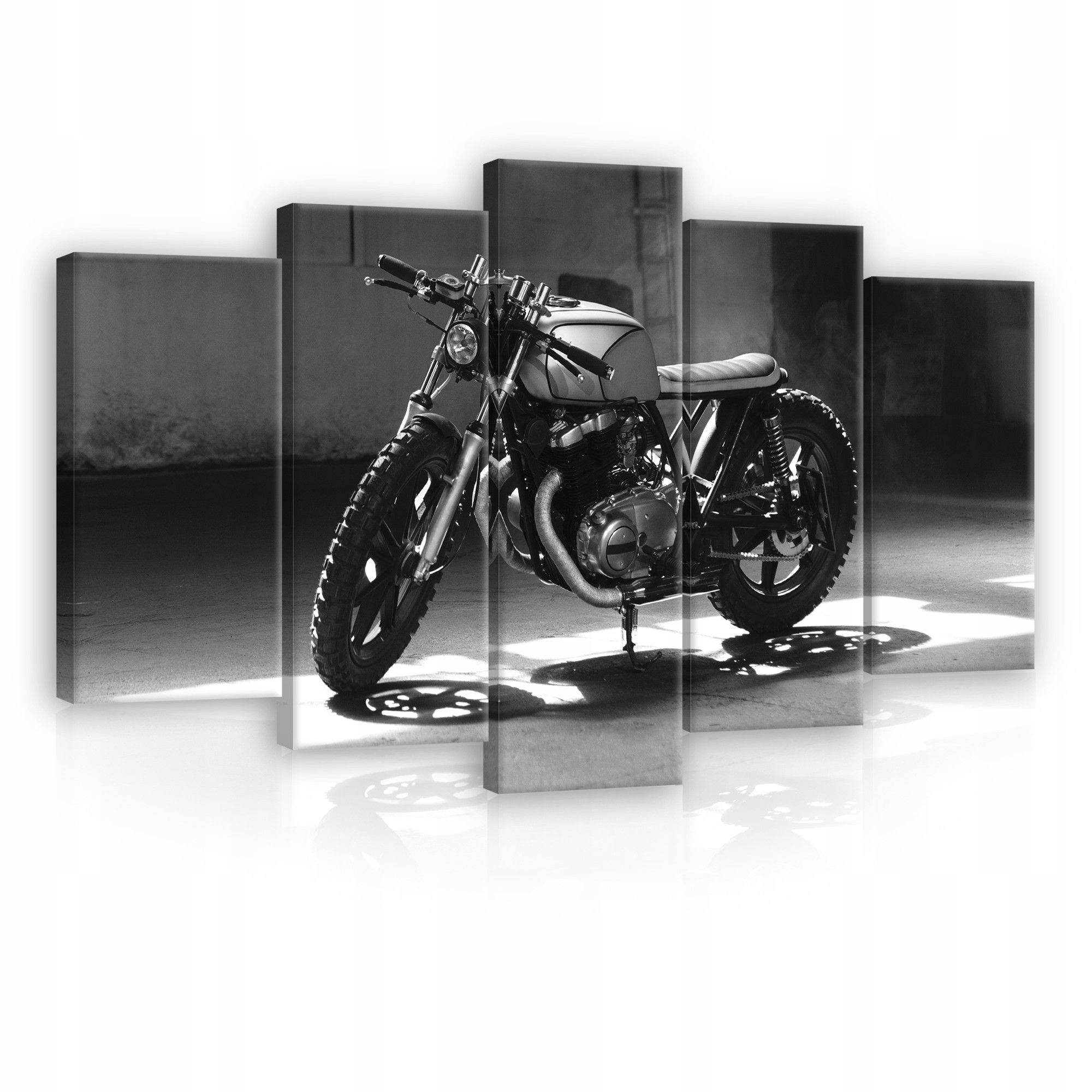 Obraz 100x60 Motocykl Cafe Racer Custom Černobílý Minimalismus Retro styl
