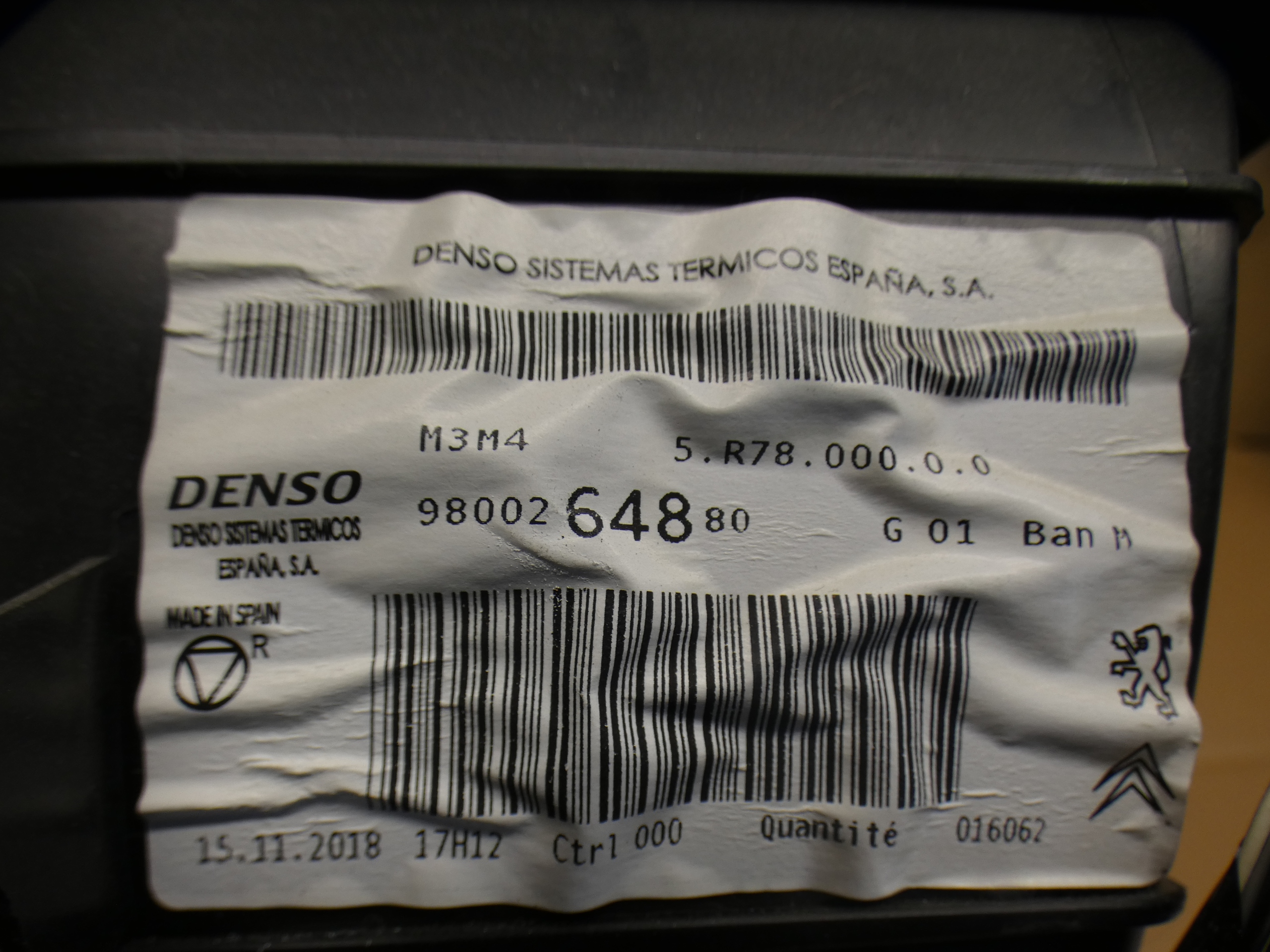 PEUGEOT 301 C-ELYSEE LIFT heater heating KLIMA 9800264880
