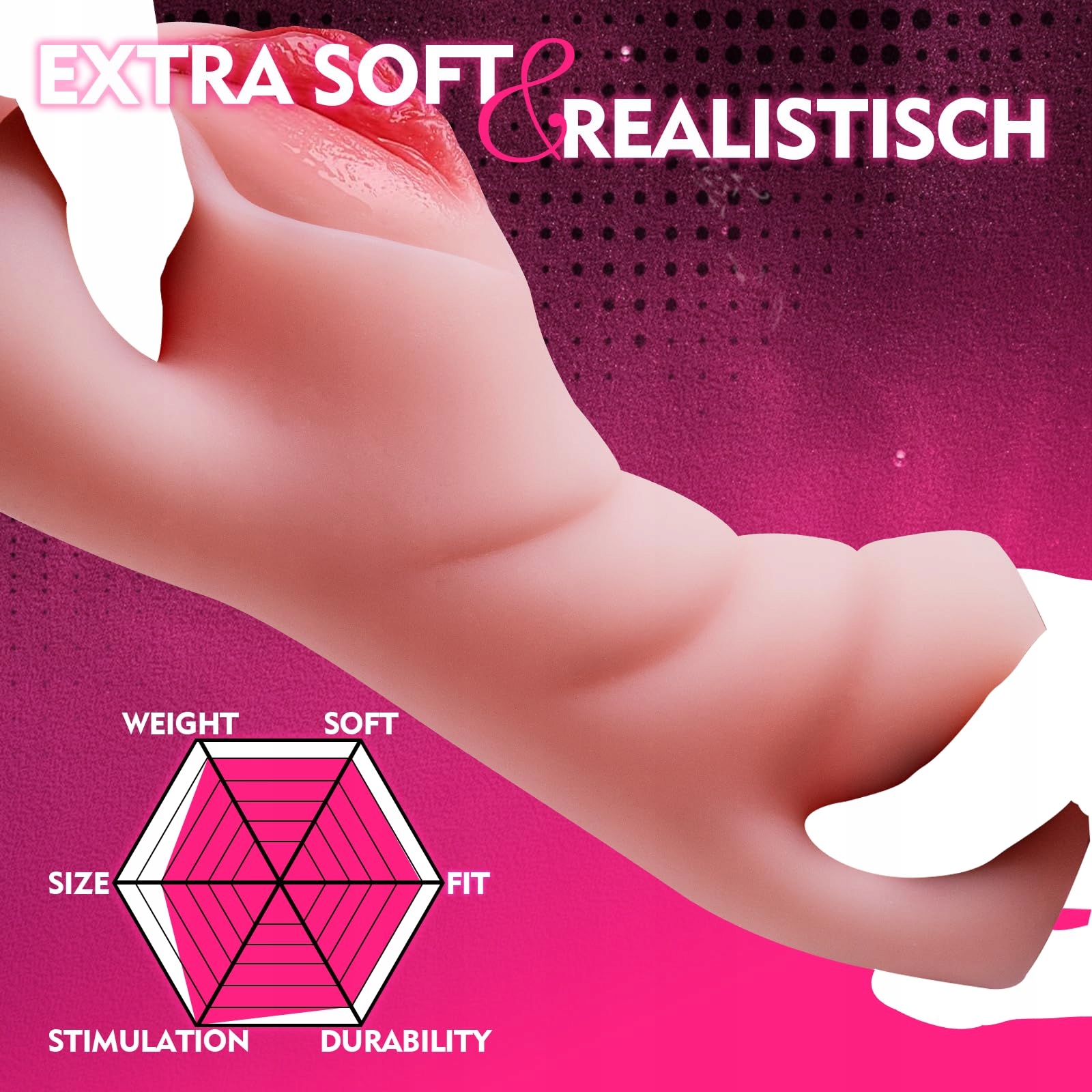 REALISTISCHER Masturbator Dla Mężczyzn 2w1 Z Cockringiem I Kanałem 5D — miniatura 3