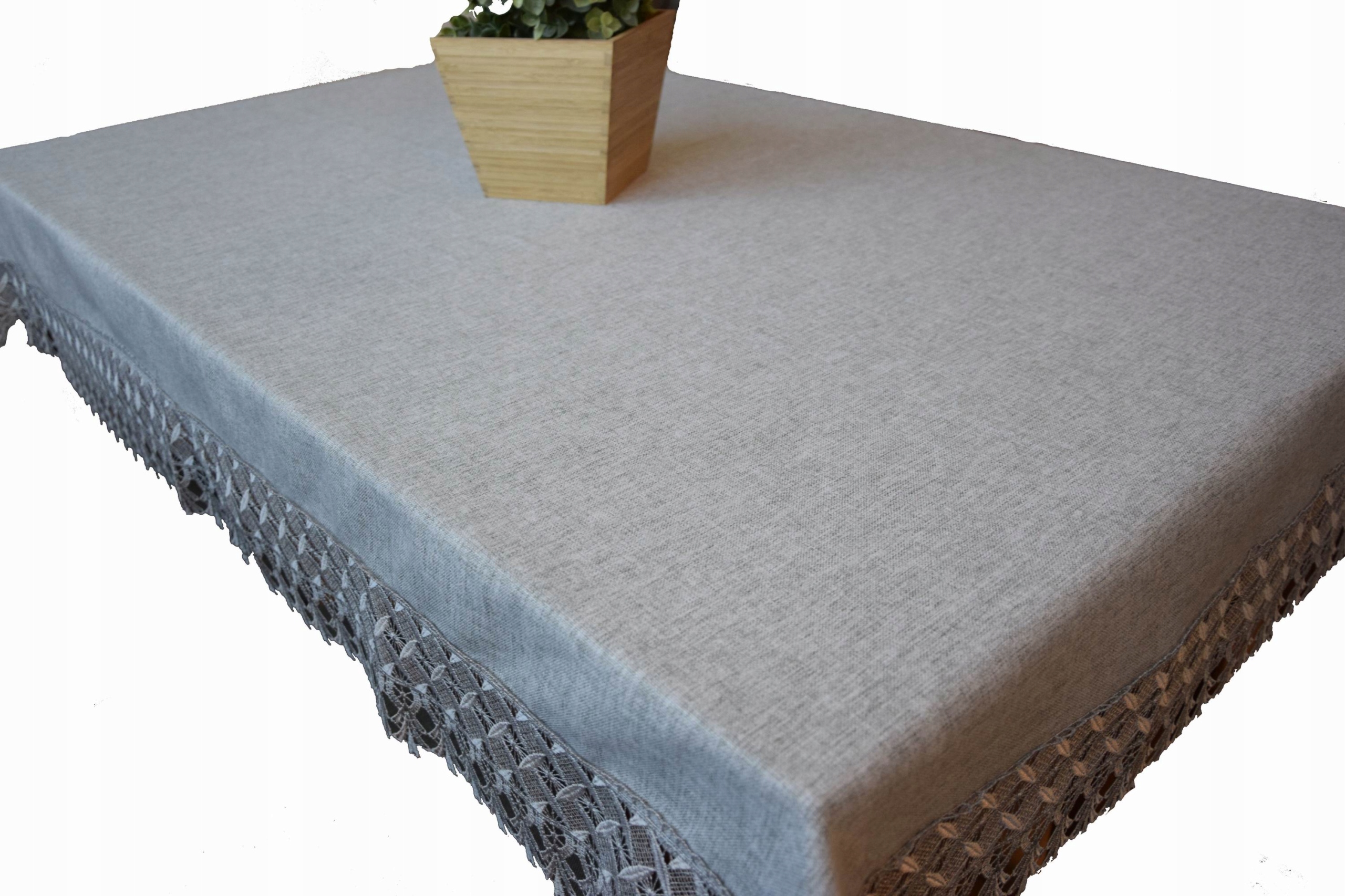 

Gładki Szary Obrus Zkoronką 140/200 Popielaty