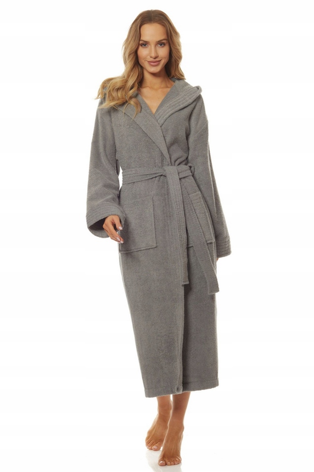 L&L Dámský Dlouhý Župan Bavlna Šedý 2102 XXL/44