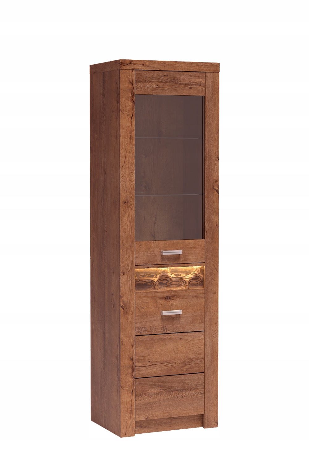 Klasická vitrína Velaro 56 cm Obývací pokoj Kancelář Skleněné police Jasan Světlý