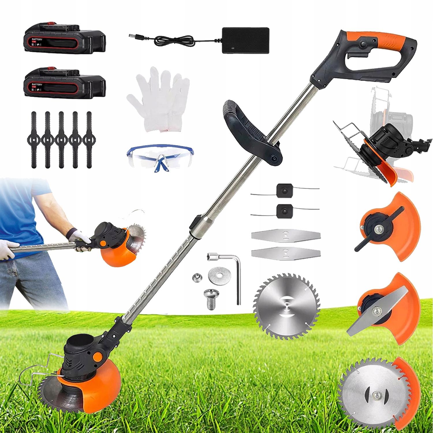 Kosa Podkaszarka Akumulatorowa 800W 2 Baterie 45-70 Min Pracy 18000 Rpm