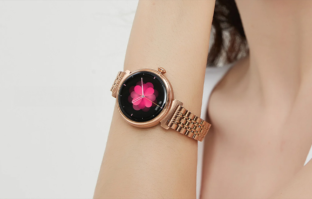 SMARTWATCH DAMSKI AMOLED Z FUNKCJA ROZMOWY POMIARY SPORT WODOODPORNY PL Materiał koperty stal
