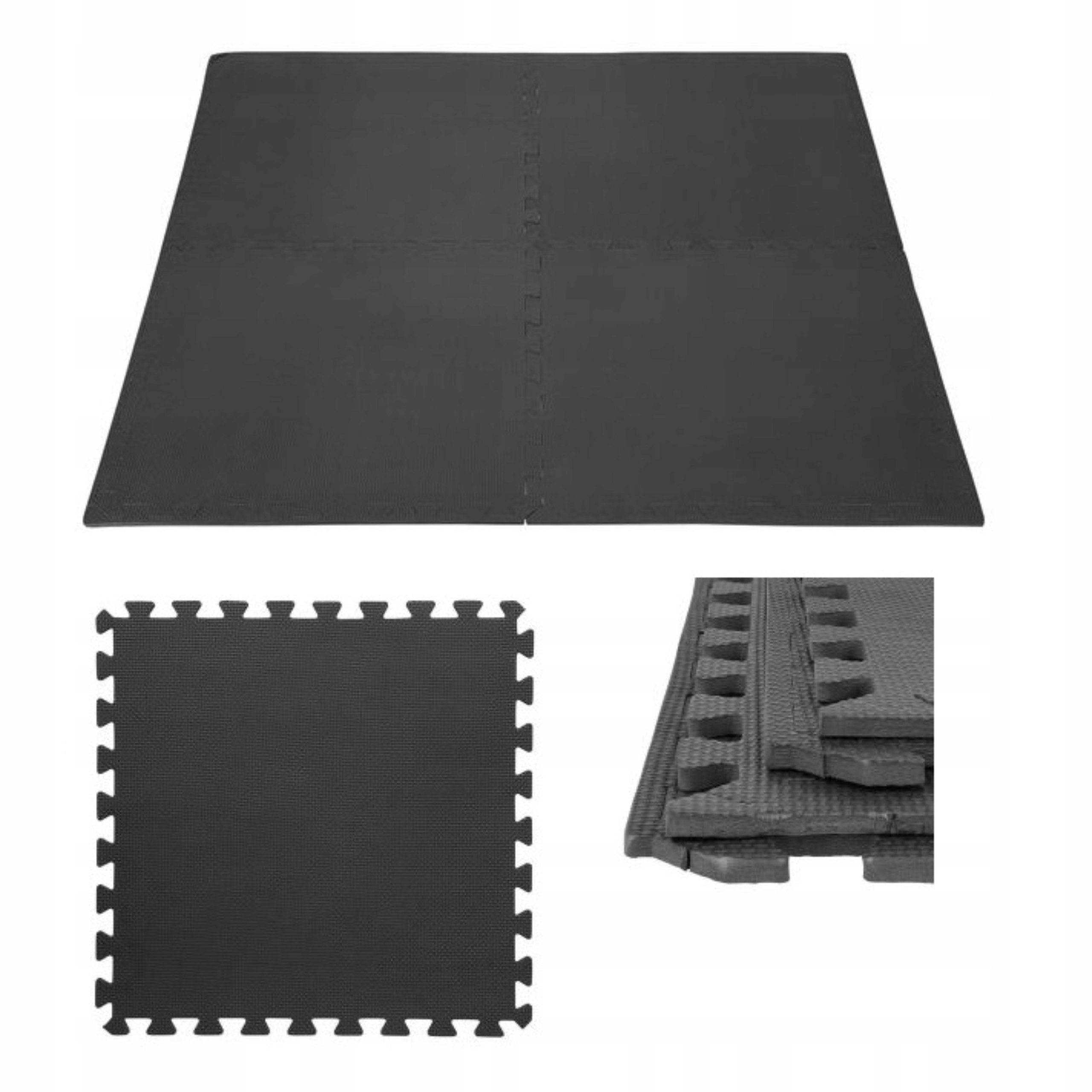 Antypoślizgowa składana mata puzzle czarna 4 elementy One Fitness 118x118cm