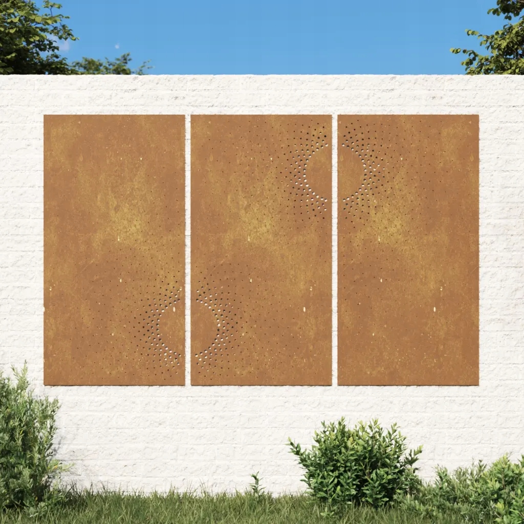 Zahradní nástěnné dekorace 3 ks 105x55 cm cortenová ocel Slunce Hnědá 82451
