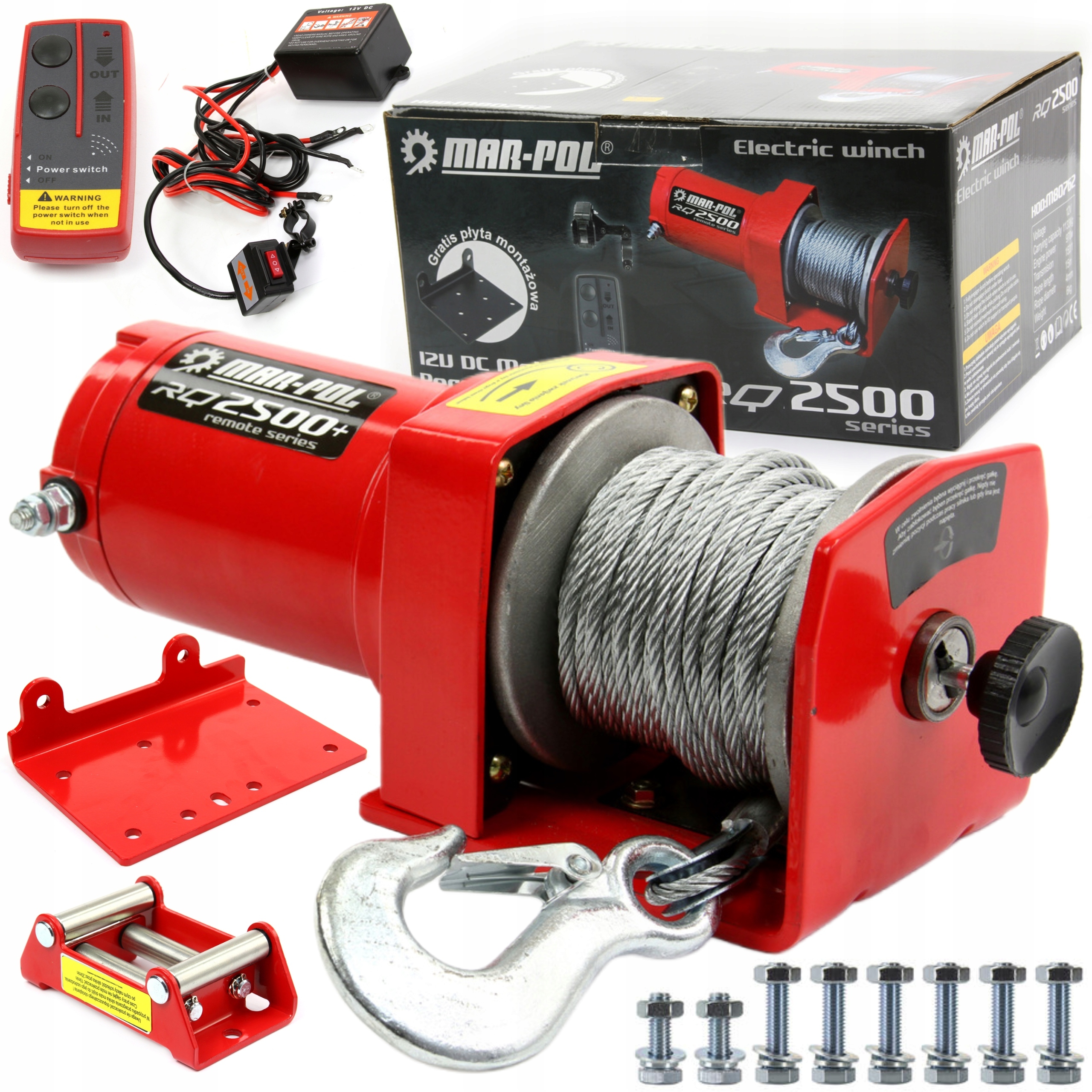 Sada 1133 Kg Lanový Navijak 2500 Lb 12 V Elektrický M80762 Diaľkové Ovládanie