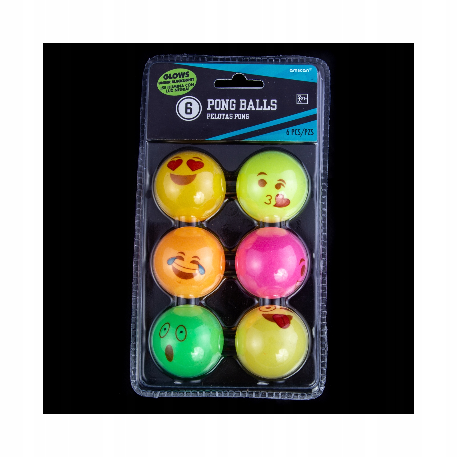 KOLOROWE PIŁKI DO PING PONGA EMOTKI 40MM 6SZT PIŁECZKI