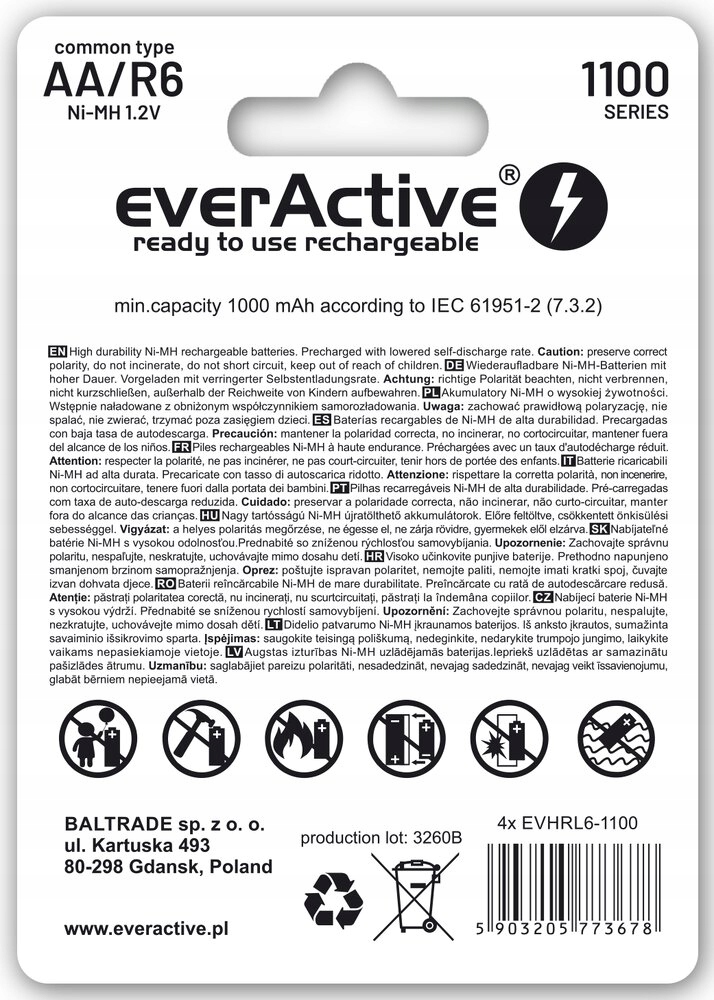 Akumulatory everActive Aku Ni-MH Infinity Line R06 Aa 1100mAh 4 sztuki