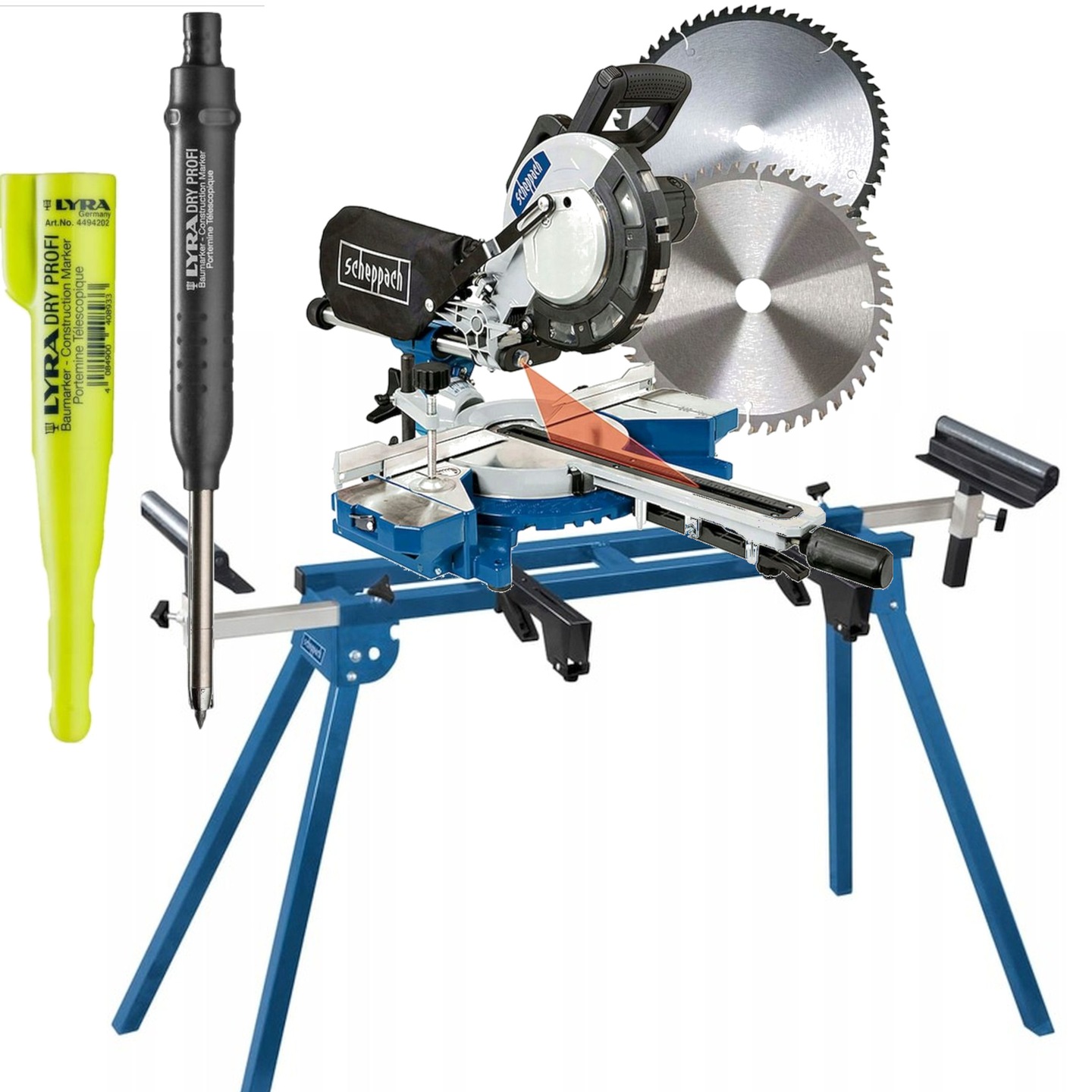 Scheppach Piła ukośnica z posuwem Pilarka ukosowa HM216 Stół Roboczy