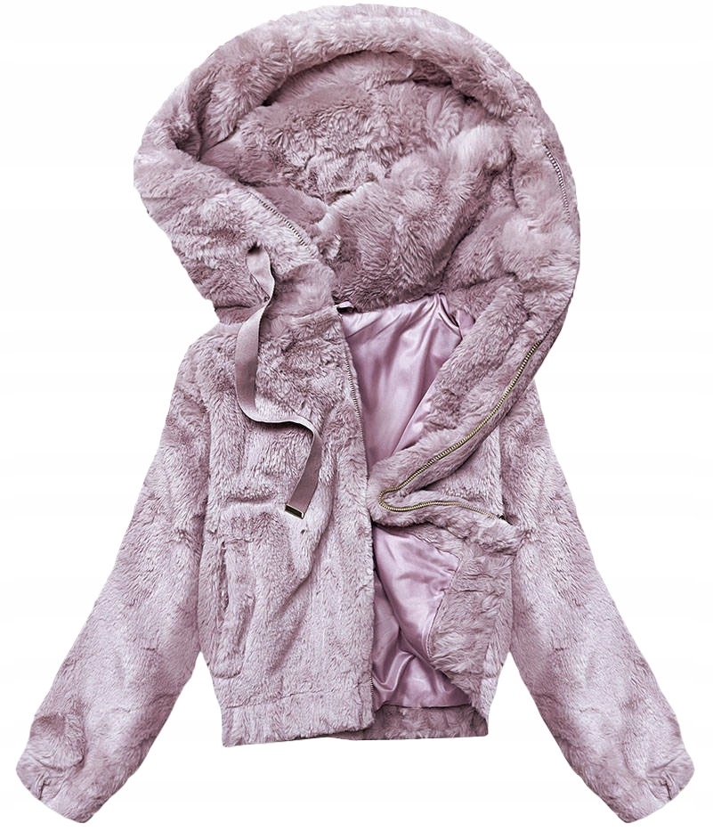 Krátká Bunda Kožešina B8050 Růžová XL (42)