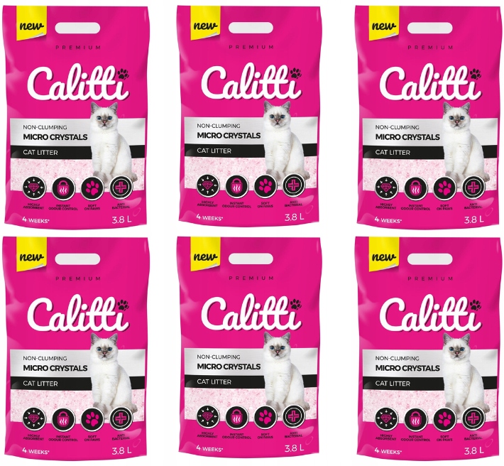 Żwirek silikonowy dla kota Calitti Micro drobny Crystals 6x3,8L delikatny