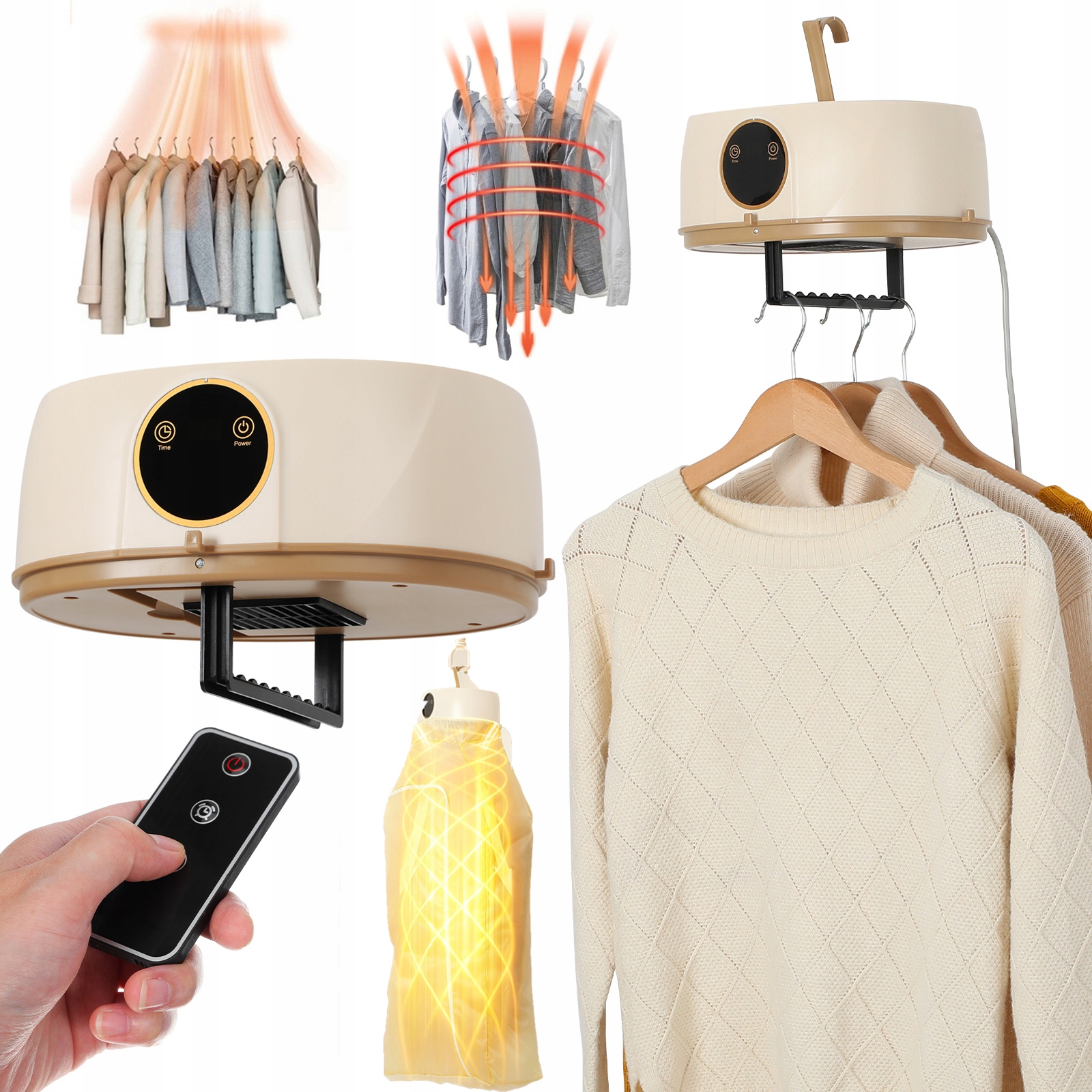 Levně Přenosná sušička prádla 600W Skládací Uv Tichý provoz 45dB Rychlé sušení oblečení