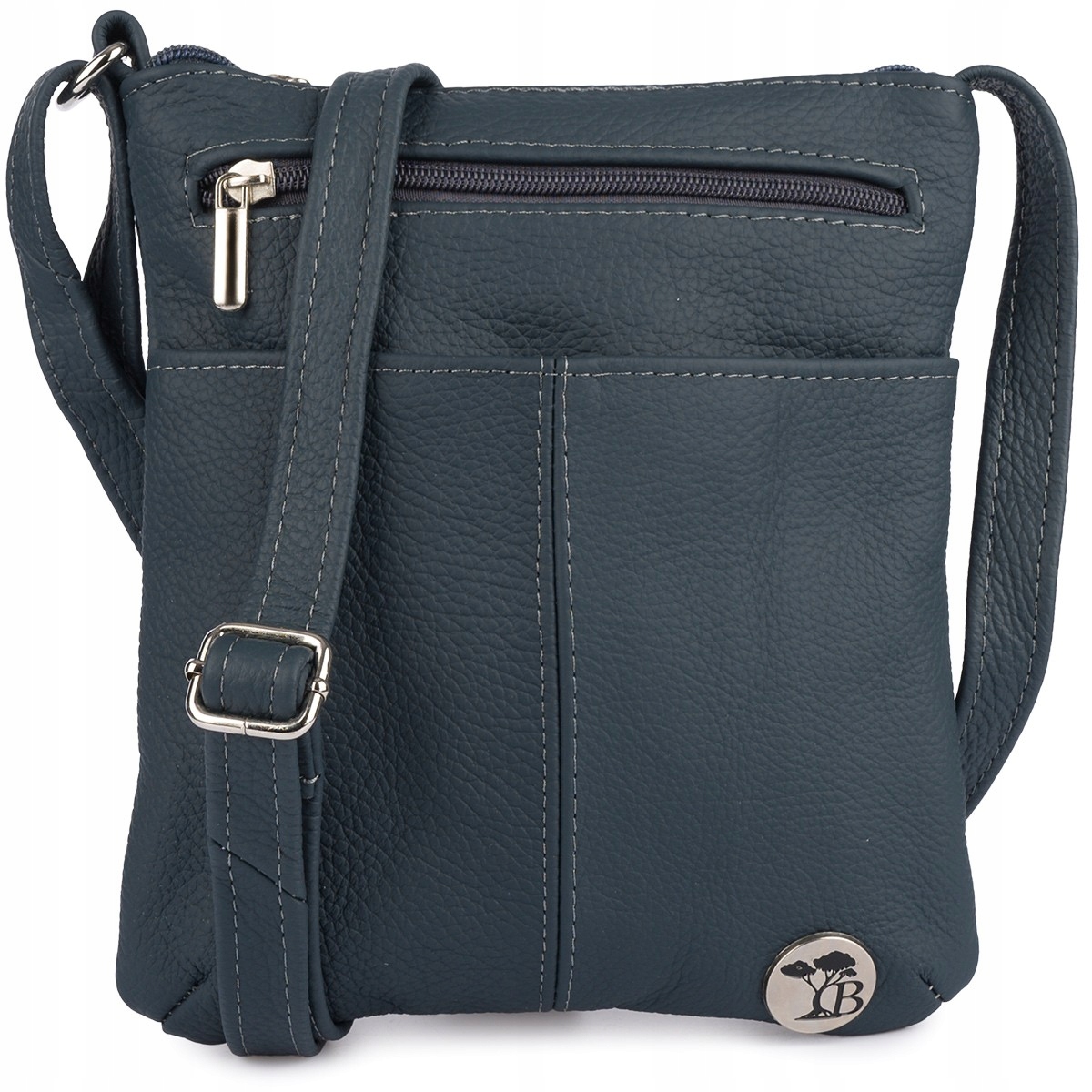 Kožená kabelka malá kabelka přes rameno dámská tmavě modrá Beltimore A33