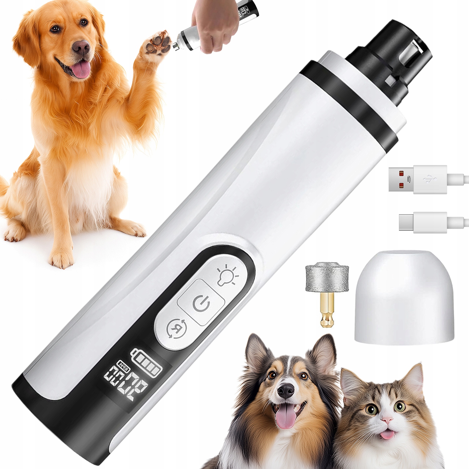 Levně Bruska Na Drápky Velmi Tichá Pilník Pro Zvířata Psi Kočky 2000MAH