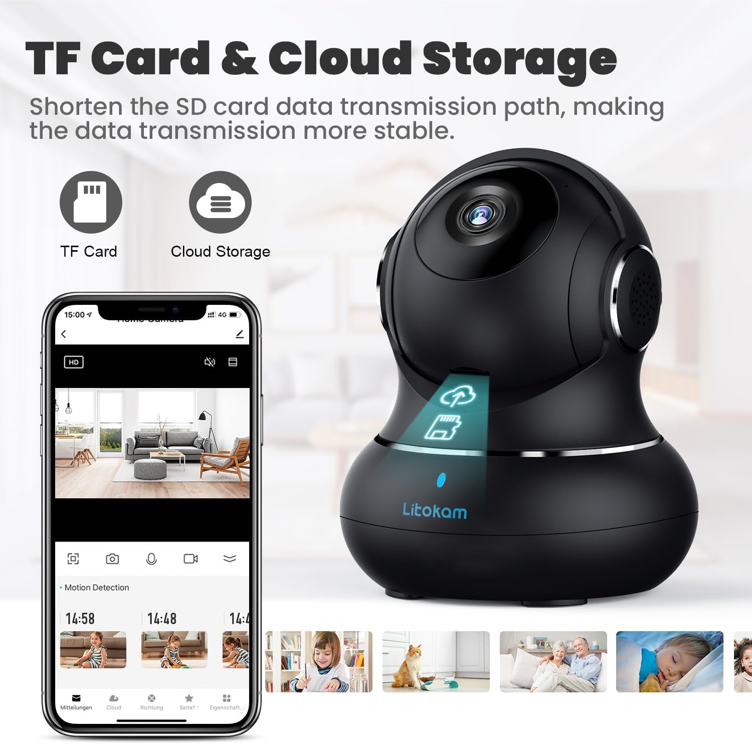 LITOKAM Kamera 2K Babyfon z Detekcją Ruchu Kamera 360° z Aplikacją — miniatura 8