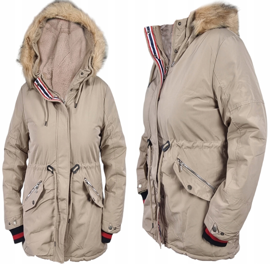 

Kurtka Zimowa Damska Długa Parka Z Futerkiem 7XL
