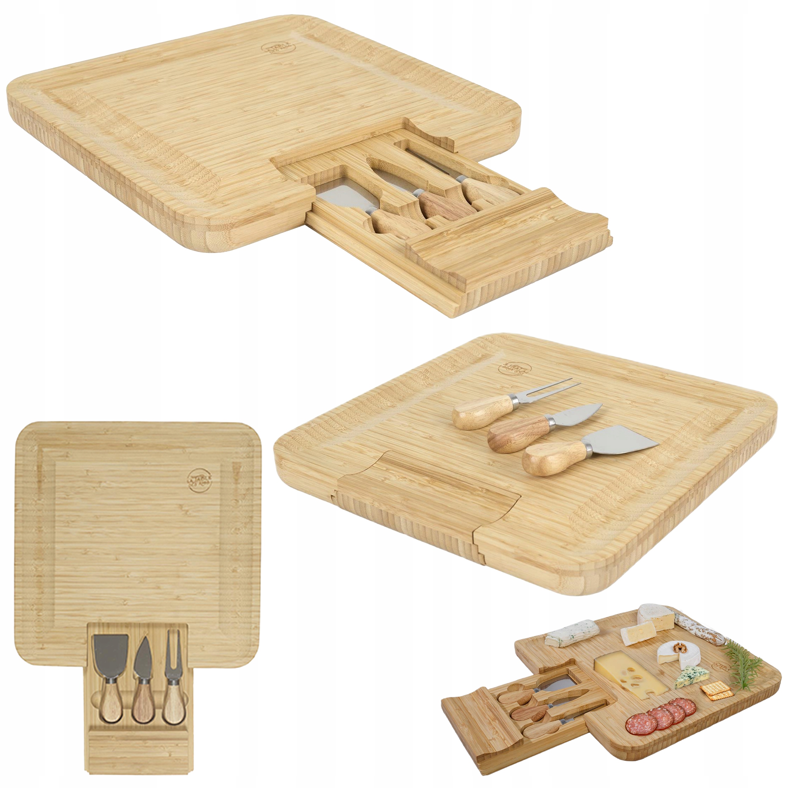 Velká deska na Servírování sýrů z uzenin La Table 3 nože 33 cm Komplet dárek