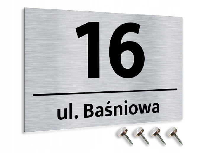 tabliczka tablica ADRESOWA numer domu aluminiowa Kolor Inox
