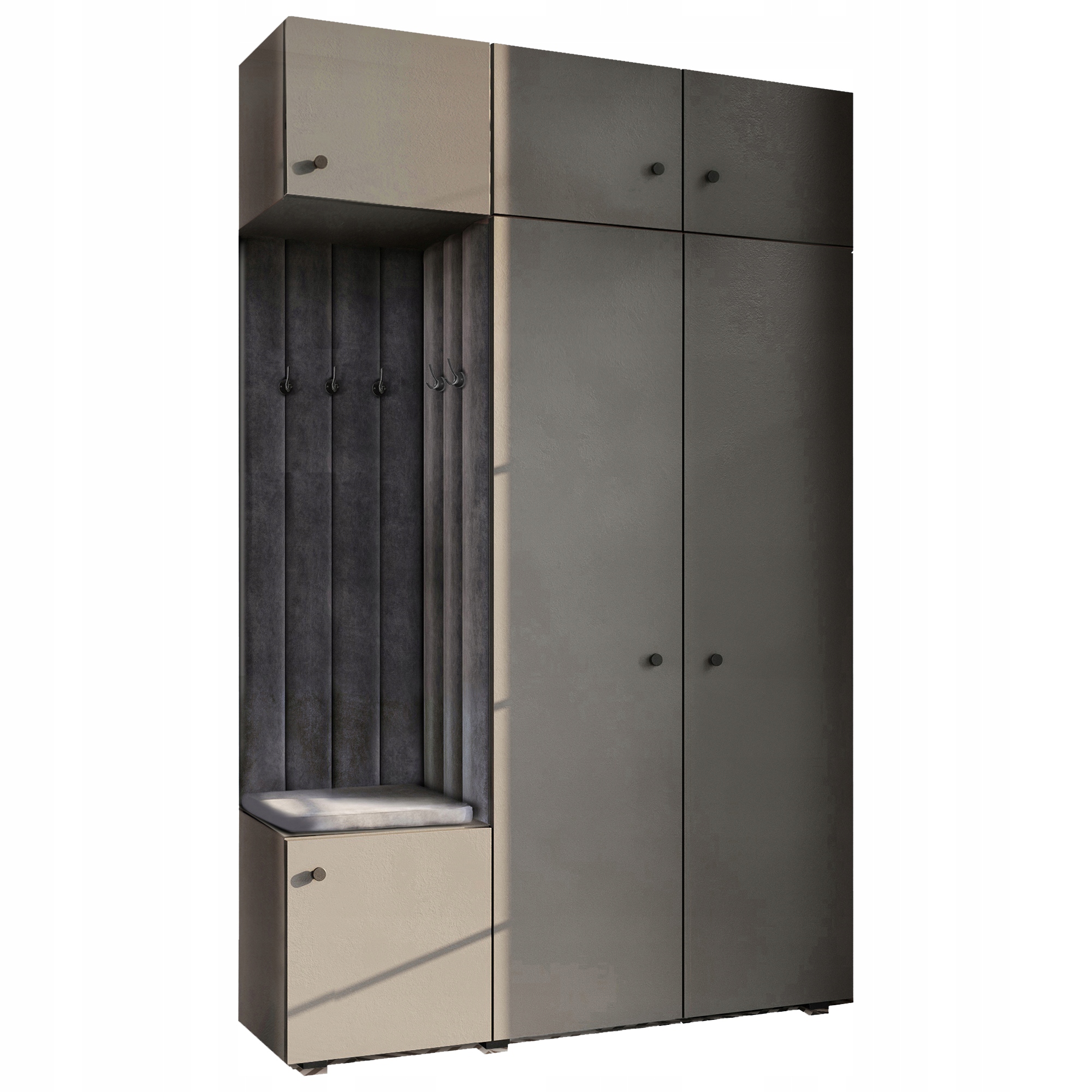 Šatní Skříň Do Předsíně Sedák Nadstavba Panely Šedá Černá Knoflíková 84