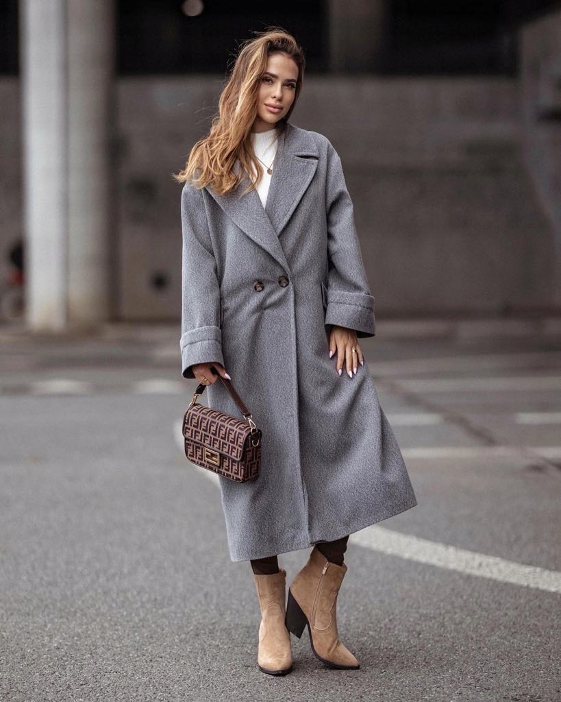 Šedý podšitý oversize kabát 1958 Cocomore vel 36