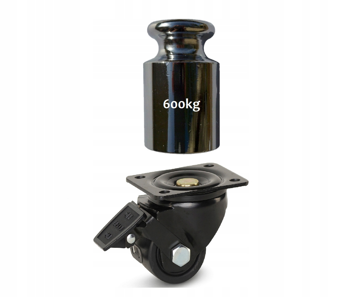 Koło kółko z poliamidu z hamulcem 75 mm 600kg koła Kolor czarny