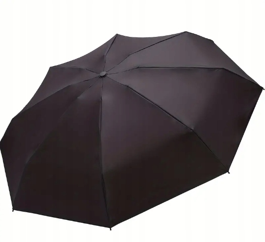 MAŁA LEKKKA SKŁADANA PARASOLKA DAMSKA MĘSKA MINI PARASOL DO TOREBKI UNISEKS Kolor czarny