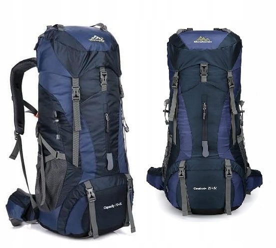Sportovní kempingový batoh velký trekking 70l Tmavě Modrý (I008)