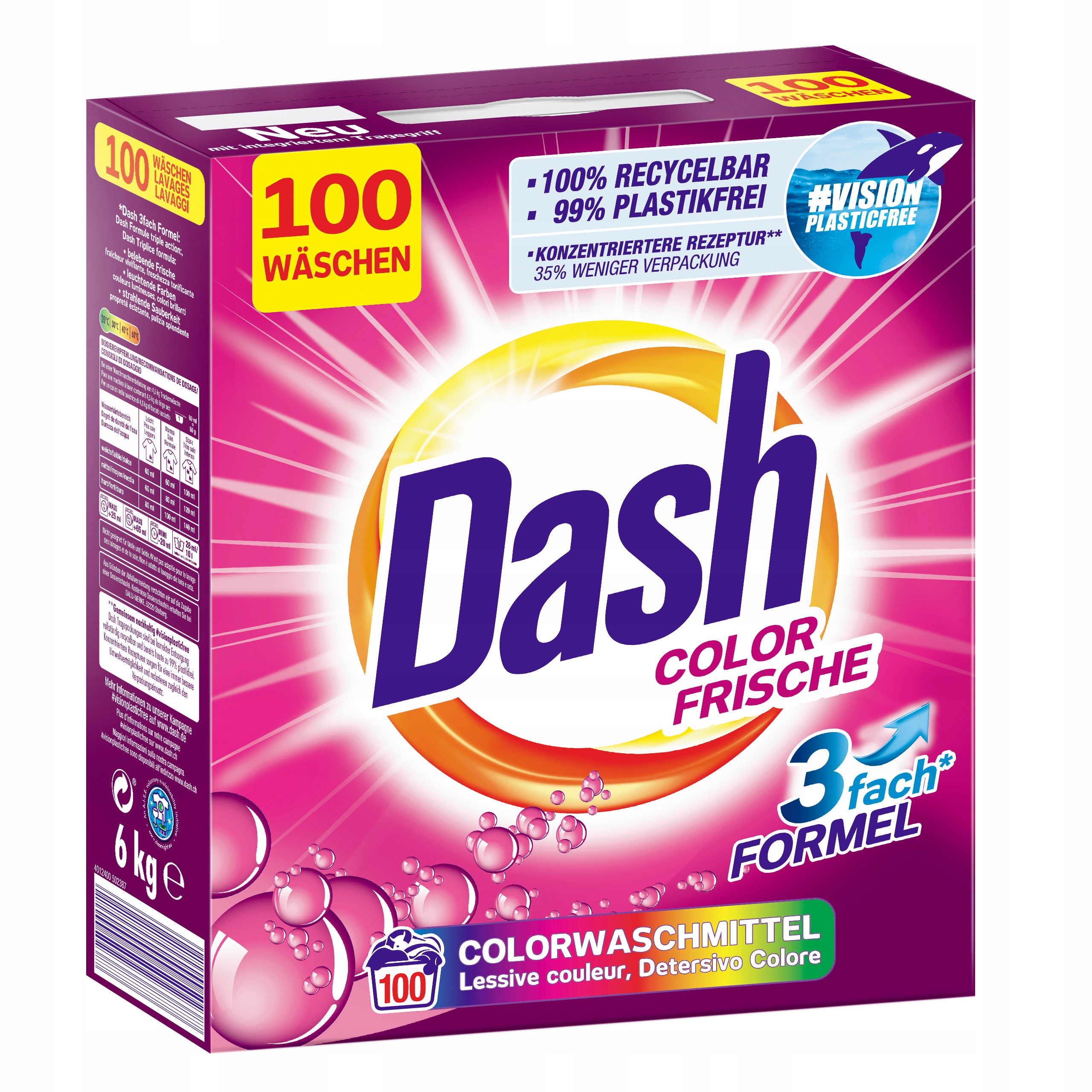 Levně Prášek na praní Dash Color Frische 100 praní 6 kg