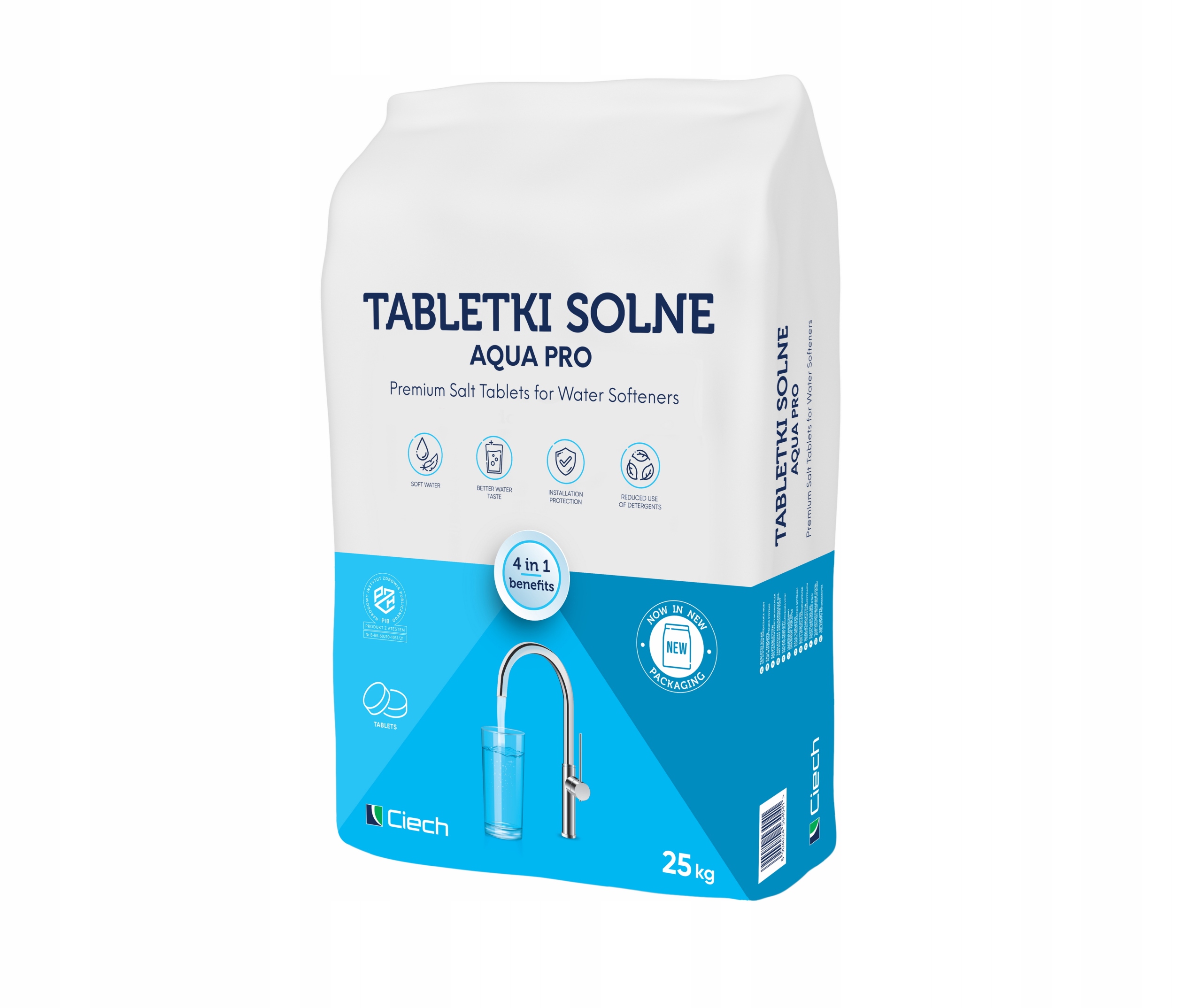 Sól w tabletkach, tabletki solne Aqua Pro zmiękczaczy, uzdatniacz wody 25kg