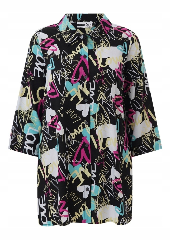 Tunnka Studio Originální Černá Košile S Potiskem Viskóza S863 36