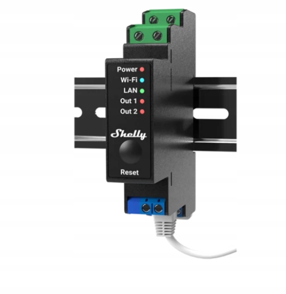 Shelly Pro 2PM meranie výkonu na koľajnici Din Wifi/lan
