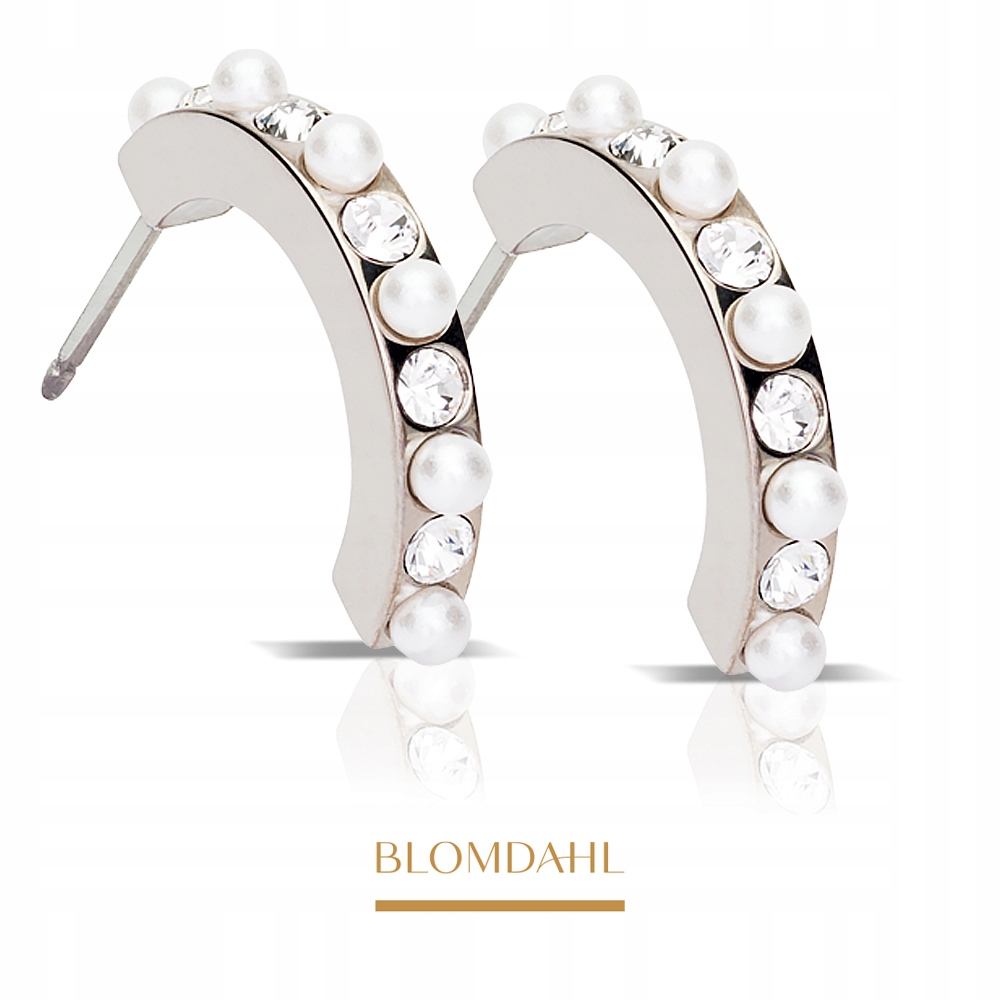 Blomdahl Náušnice Pendant Mixed Curved Crystal White 15 mm