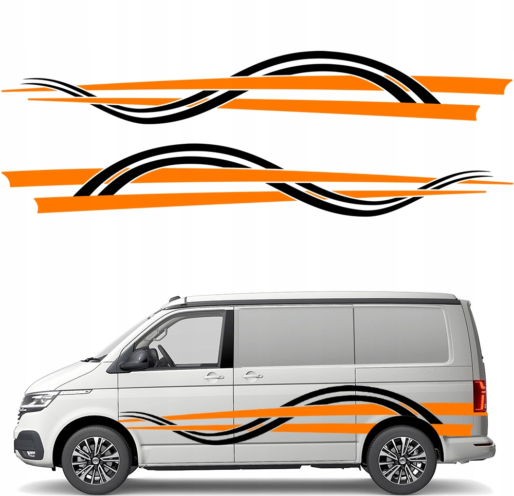 2x Nálepka Grafika na boku karavanu prívesu Motív Pásky Linky 33x220