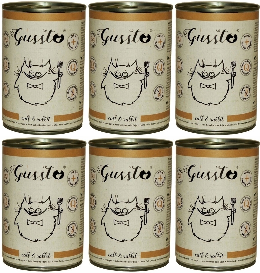 Levně Gussto Cat Fresh Calf & Rabbit 6 x 400 g