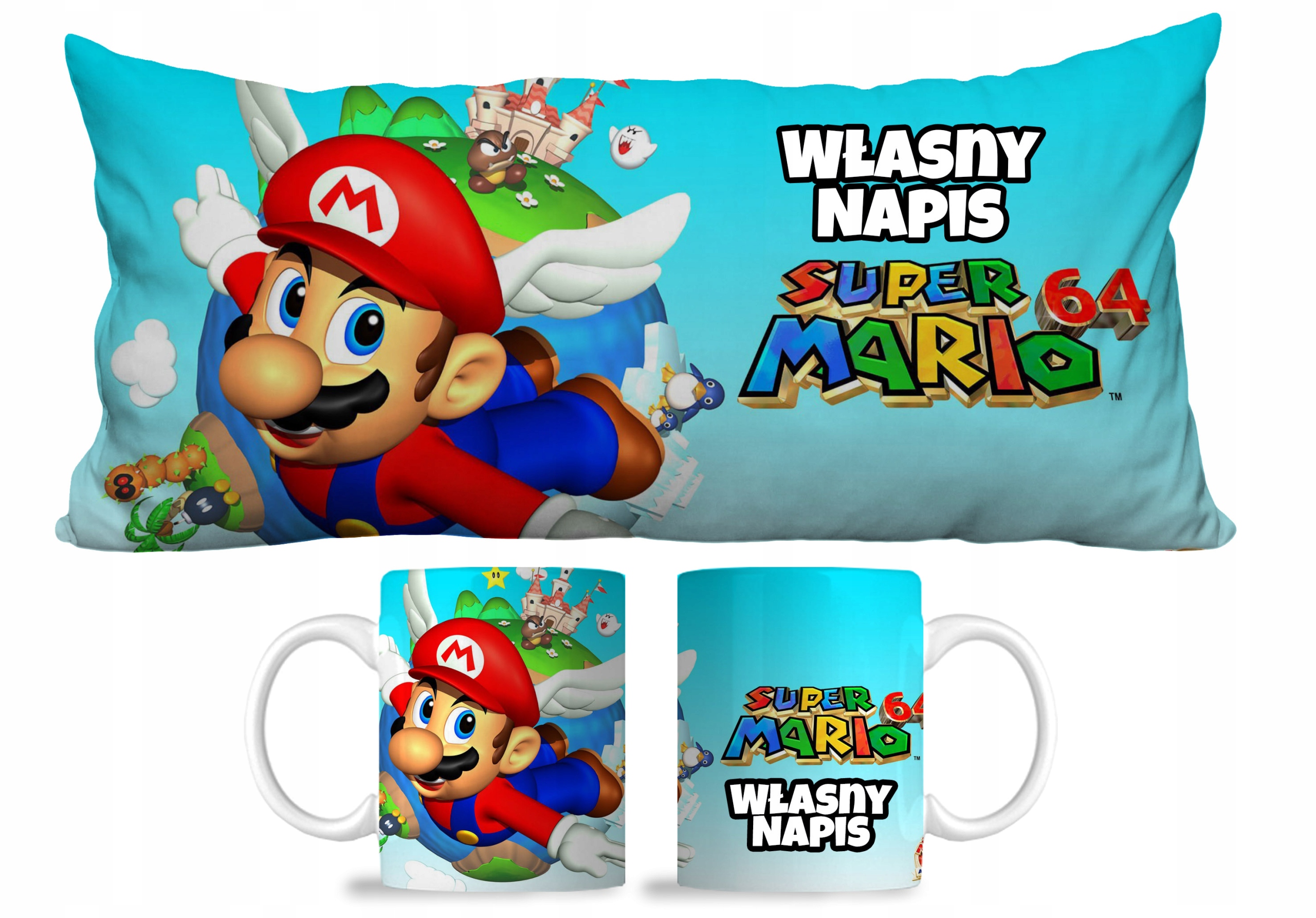 ZESTAW KUBEK I PODUSZKA SUPER MARIO LUIGI NINTENDO