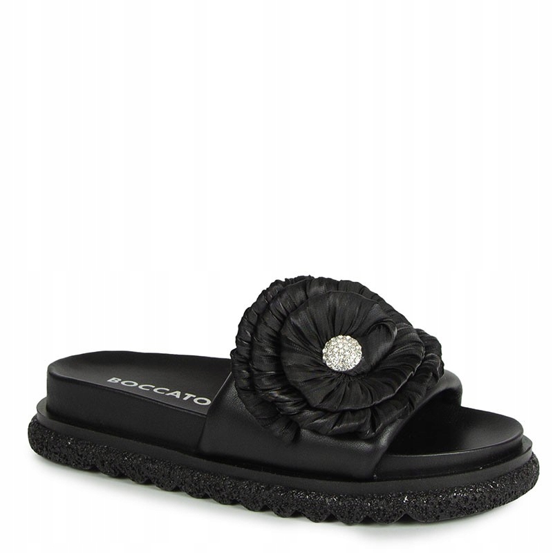 Boccato 475.24-121 Černé Kožené Nazouváky S Květem 37