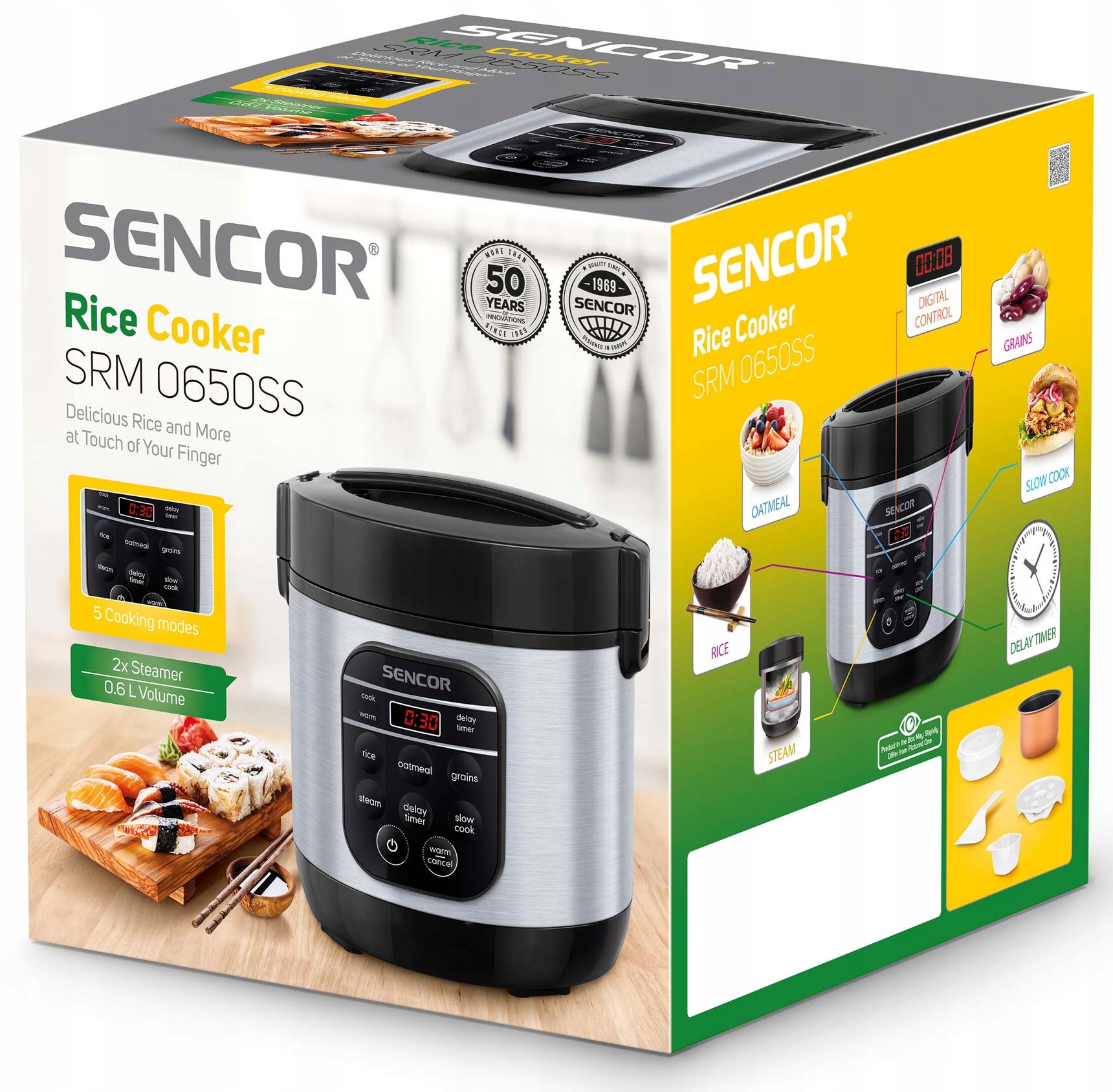 MOCNY Ryżowar Sencor SRM 0650SS 0,6 l 350 W srebrny Model SRM 0650SS