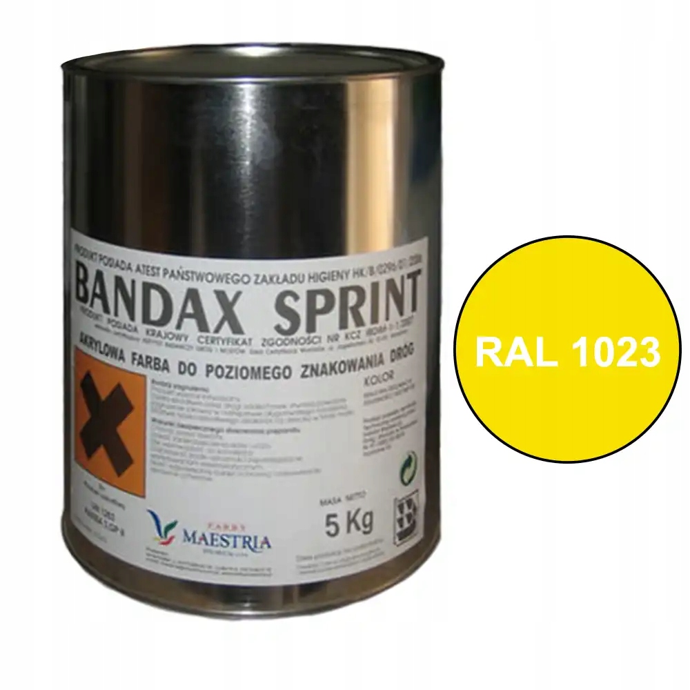 Farba drogowa żółta Bandax Sprint 3L/5kg Maestria