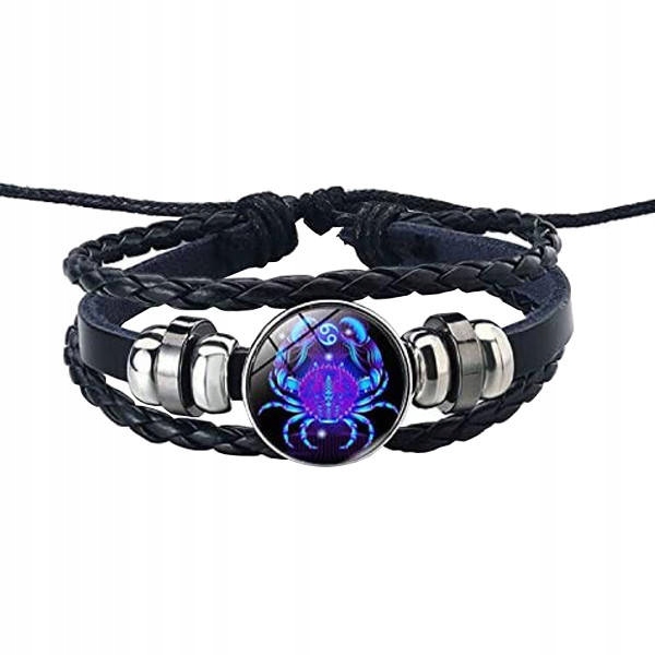 

Bransoletka Unisex Skórzana Ze Znakiem Zodiaku Rak
